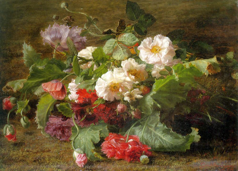 Geraldine Jacoba Van De Sande Bakhuyzen Poppies and Wild Roses